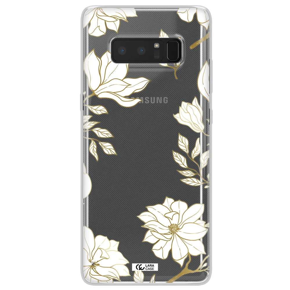Golden And White Flower Samsung Note 8 Clear TPU Case