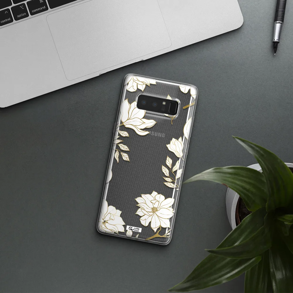 Golden And White Flower Samsung Note 8 Clear TPU Case