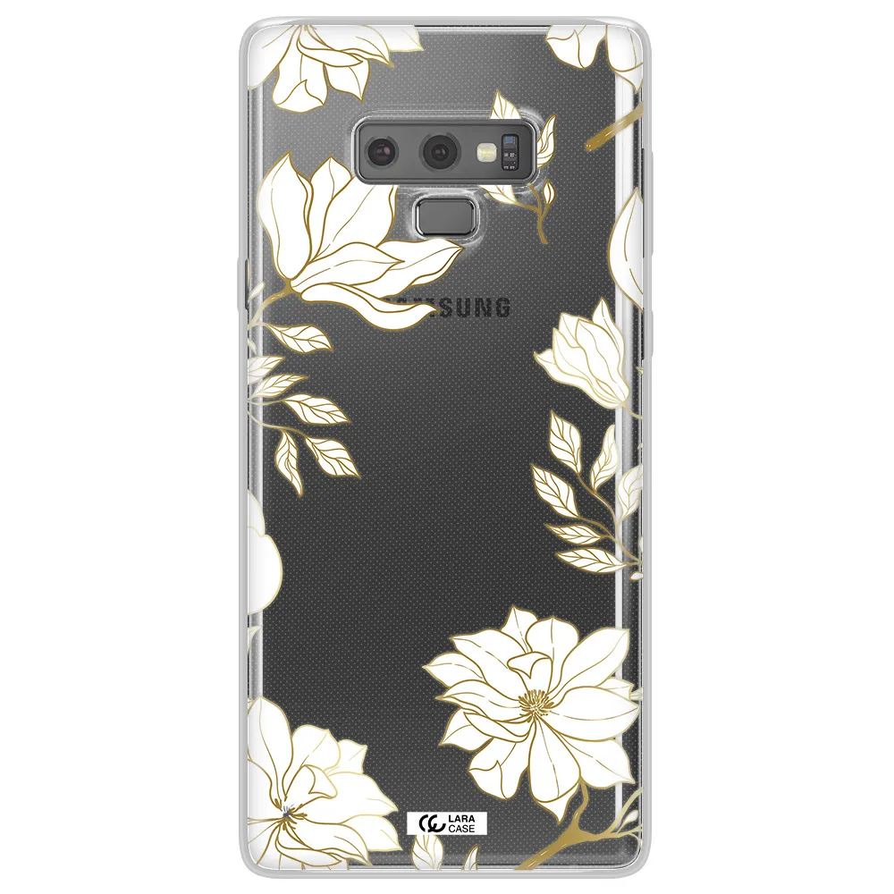 Golden And White Flower Samsung Note 9 Clear TPU Case