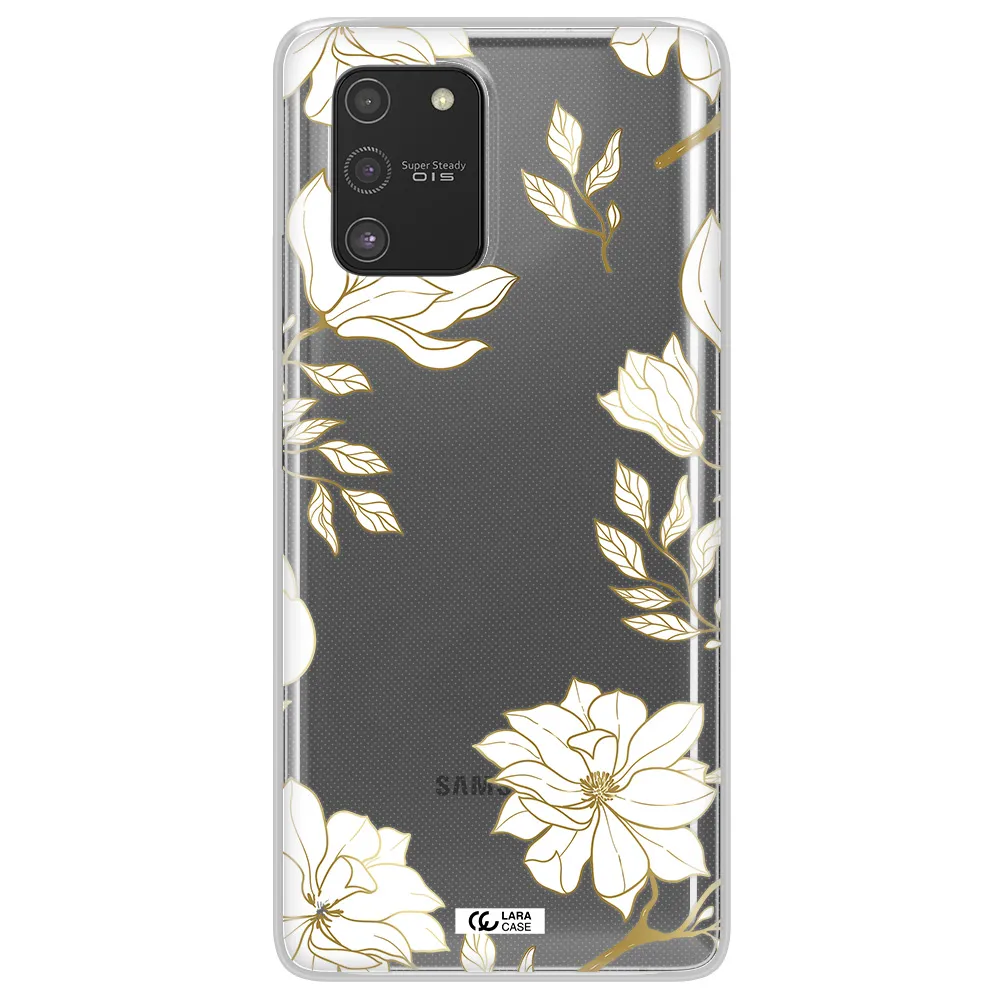 Golden And White Flower Samsung S10 Lite Clear TPU Case