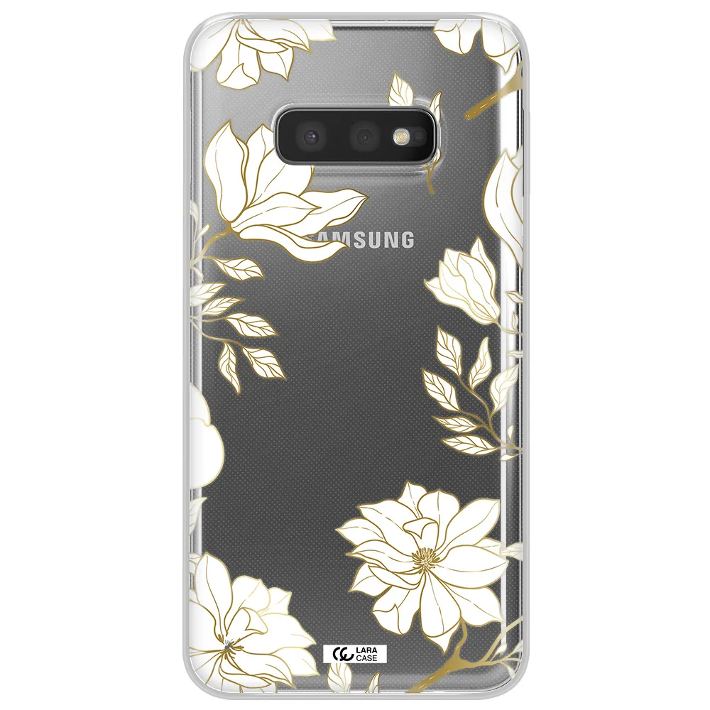 Golden And White Flower Samsung S10e Clear TPU Case