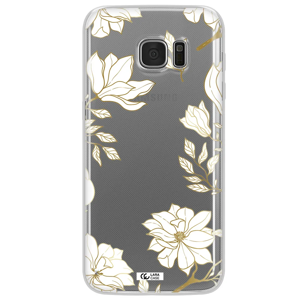 Golden And White Flower Samsung S7 Edge Clear TPU Case