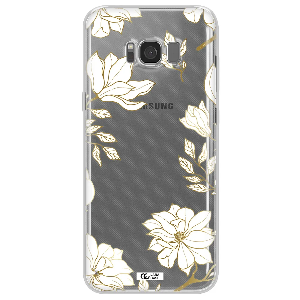 Golden And White Flower Samsung S8 Clear TPU Case