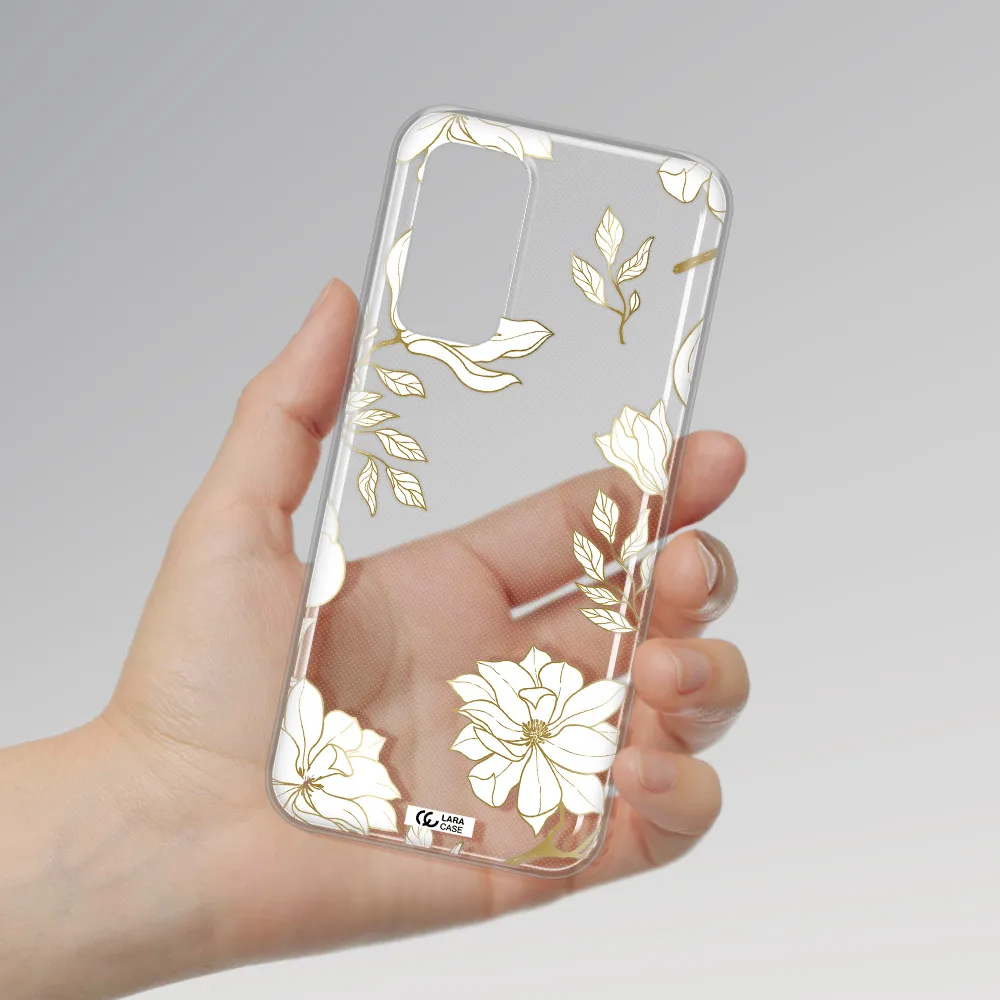 Golden And White Flower Xiaomi Mi 10 T Pro Clear TPU Case