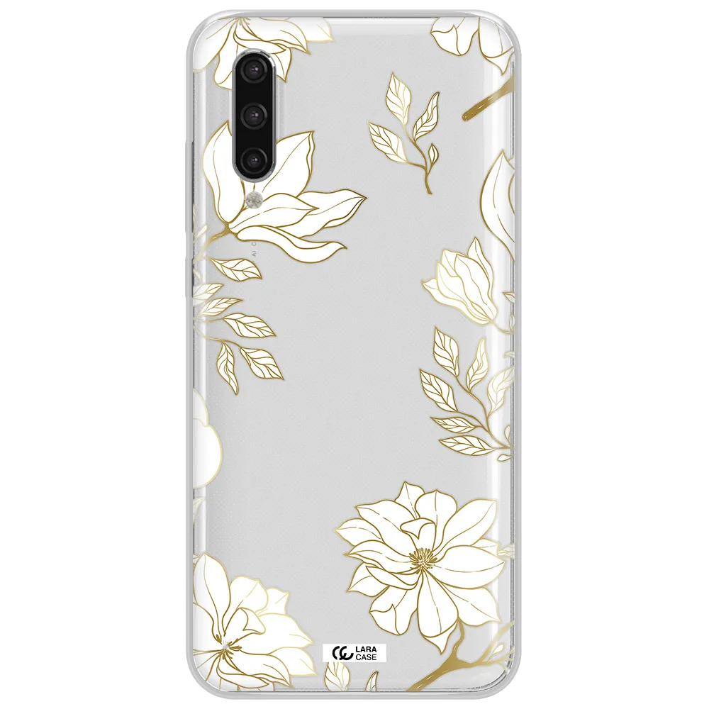 Golden And White Flower Xiaomi Mi 9 Lite Clear Tpu Case