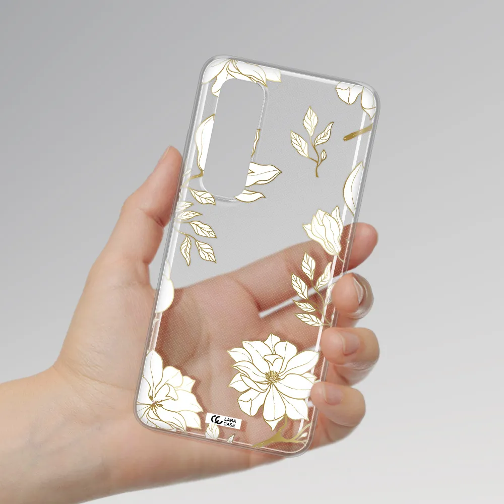 Golden And White Flower Xiaomi Mi Note 10 Lite Clear TPU Case