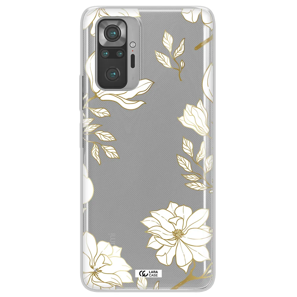 Golden And White Flower Xiaomi Note 10 Pro Clear TPU Case