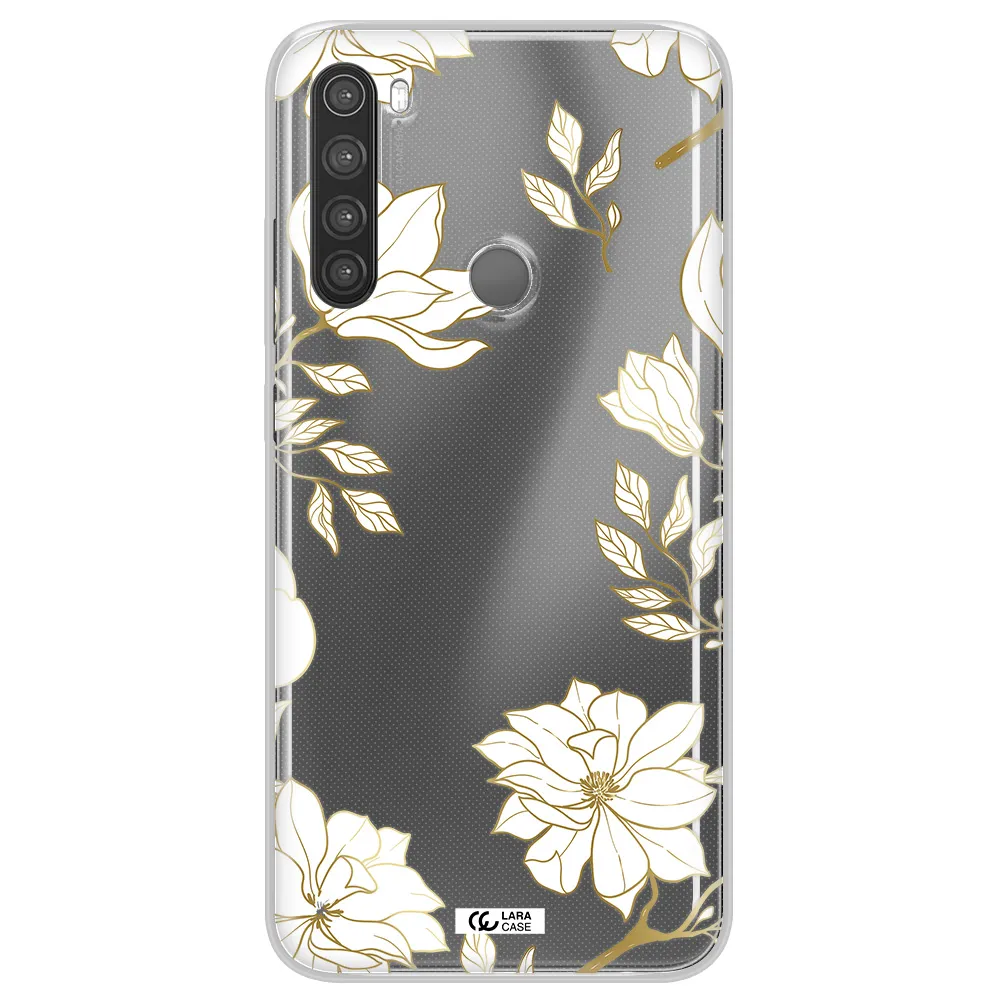 Golden And White Flower Xiaomi Note 8 Clear TPU Case