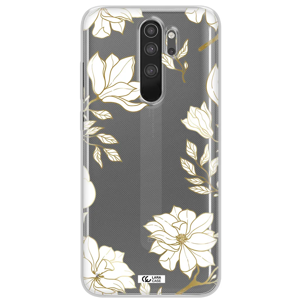 Golden And White Flower Xiaomi Note 8 Pro Clear TPU Case