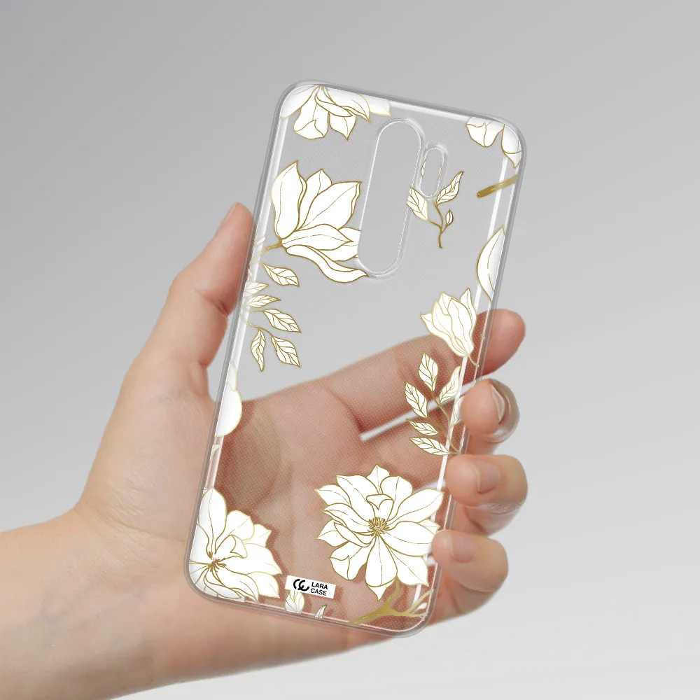 Golden And White Flower Xiaomi Note 8 Pro Clear TPU Case