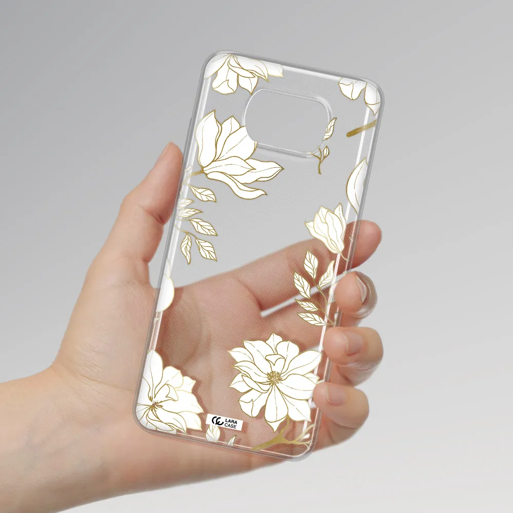 Golden And White Flower Xiaomi Poco X3 Clear TPU Case
