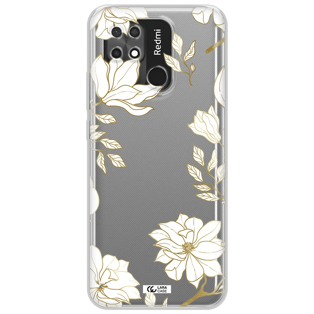 Golden And White Flower Xiaomi Redmi 10C Clear TPU Case