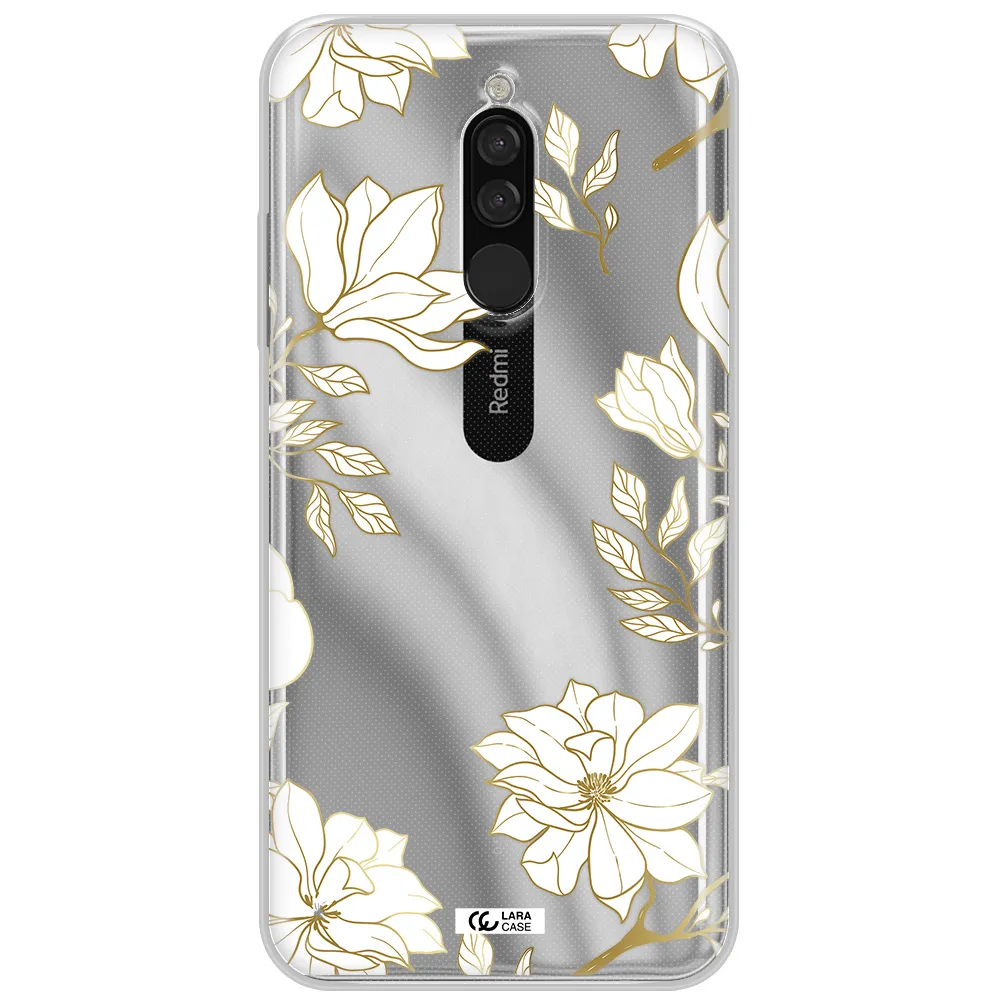 Golden And White Flower Xiaomi Redmi 8 Clear Tpu Case