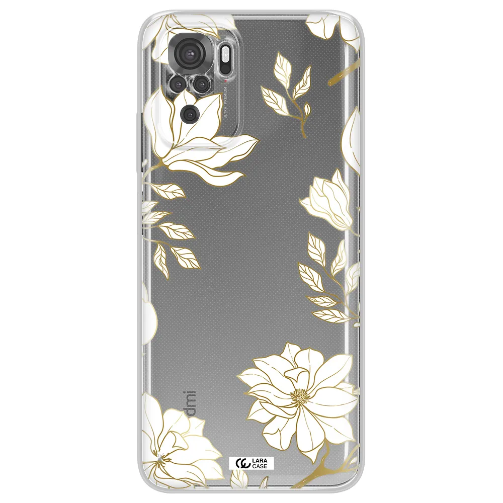 Golden And White Flower Xiaomi Redmi Note 10S Clear Tpu Case