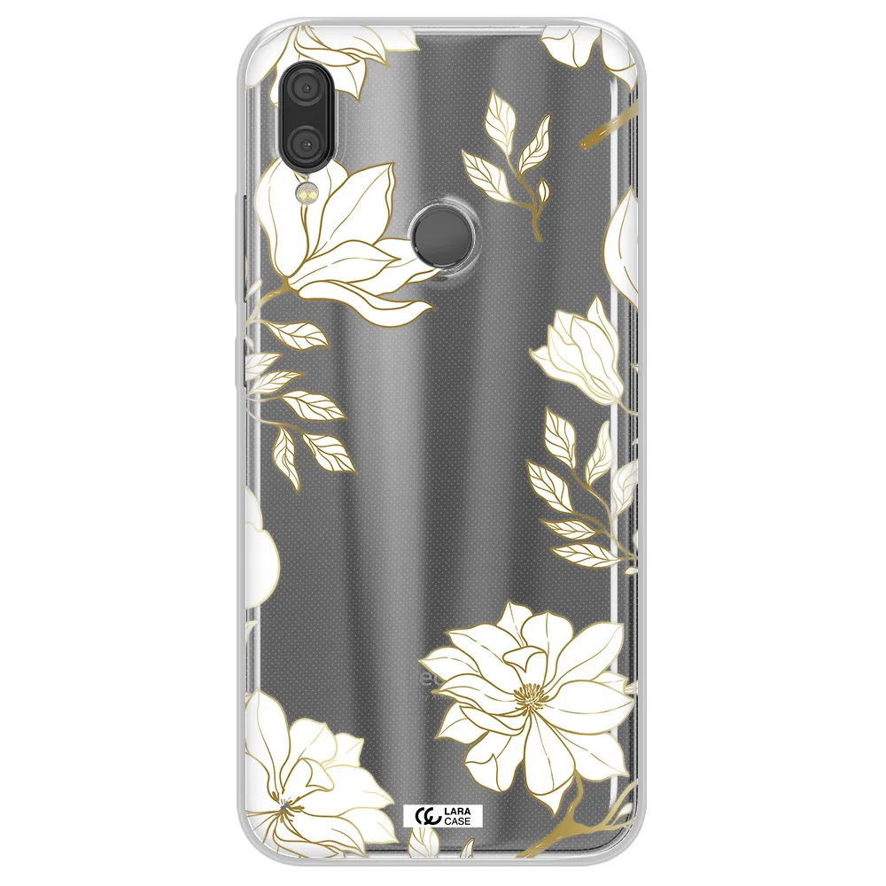 Golden And White Flower Xiaomi Redmi Note 7 Clear TPU Case
