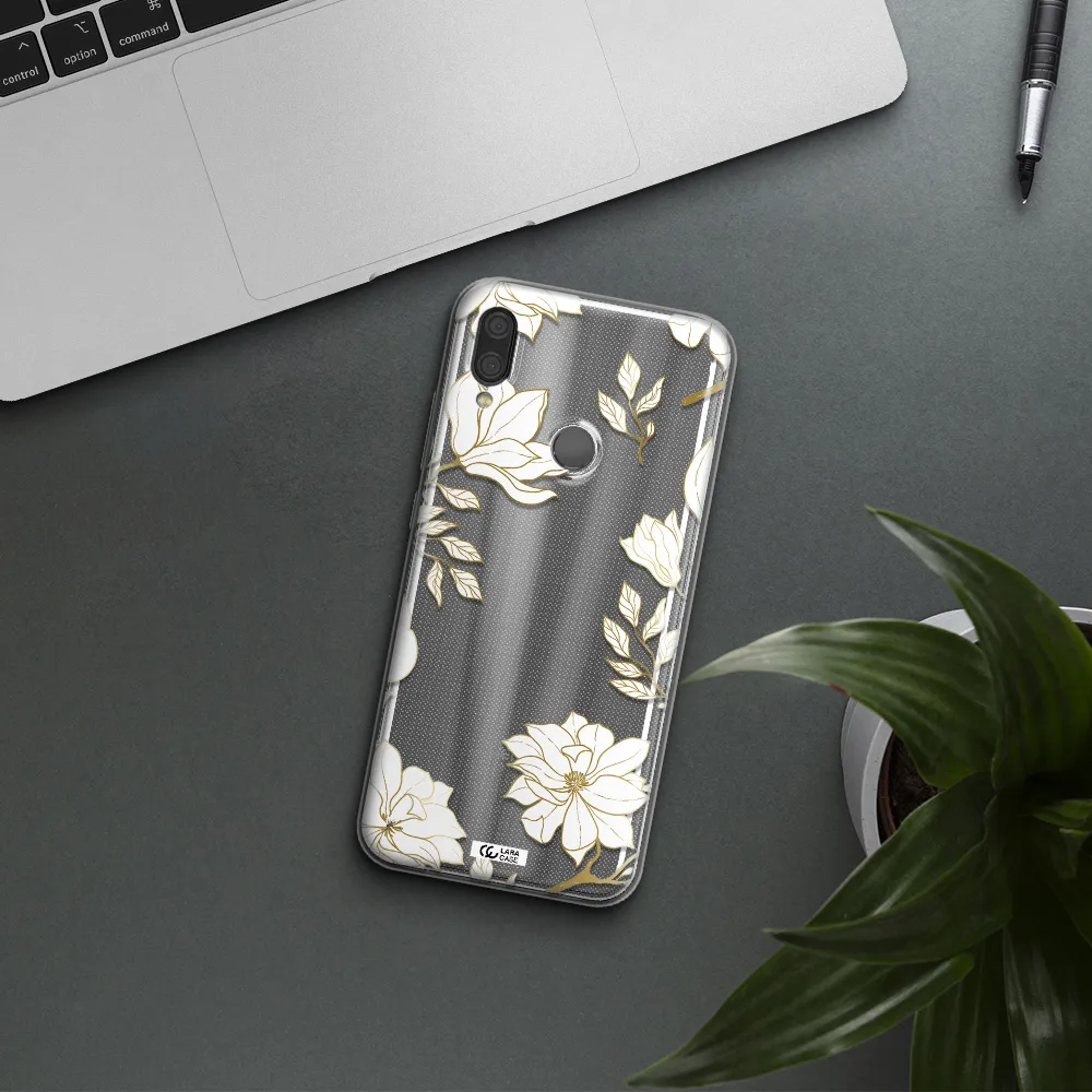 Golden And White Flower Xiaomi Redmi Note 7 Clear TPU Case