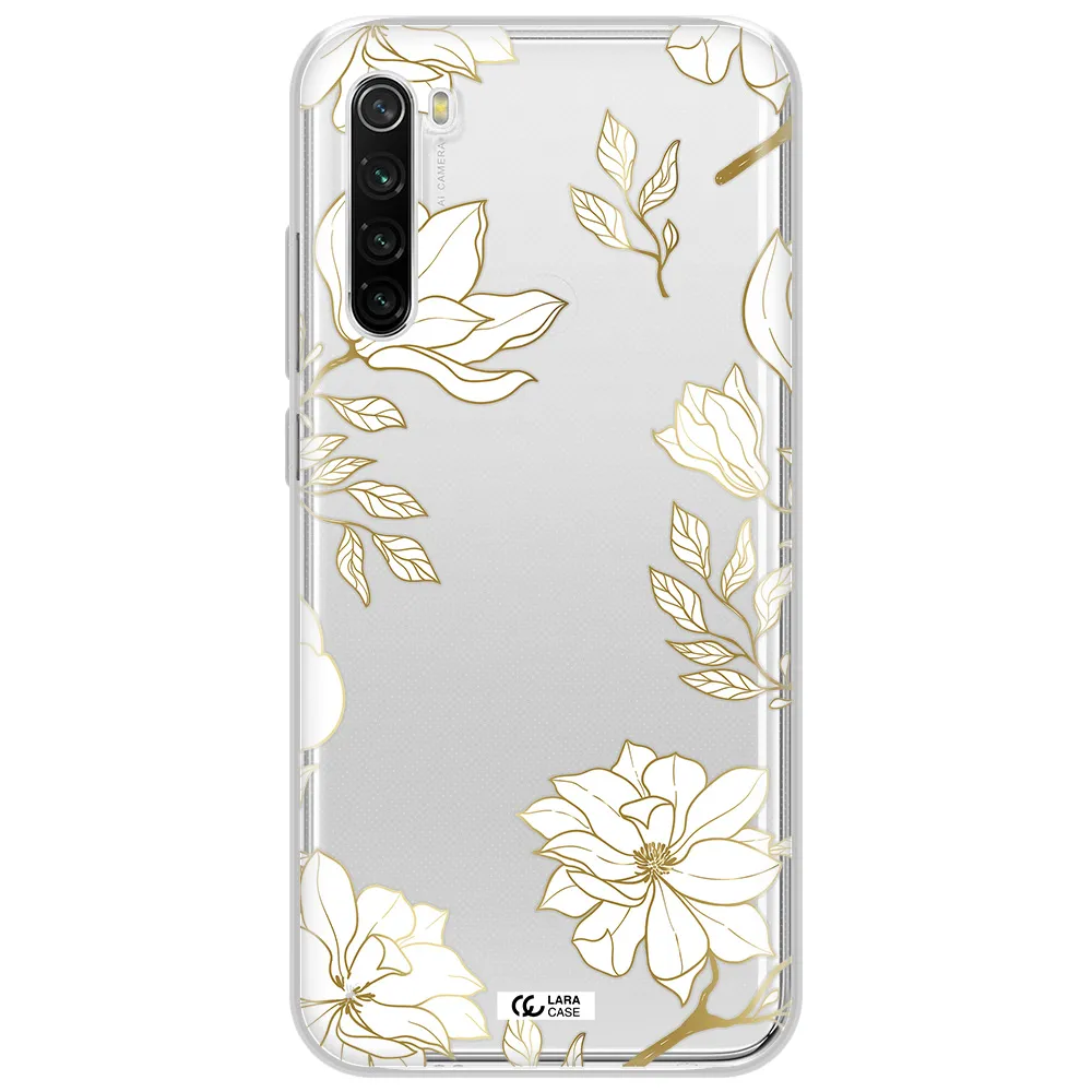 Golden And White Flower Xiaomi Redmi Note 8T Clear Tpu Case