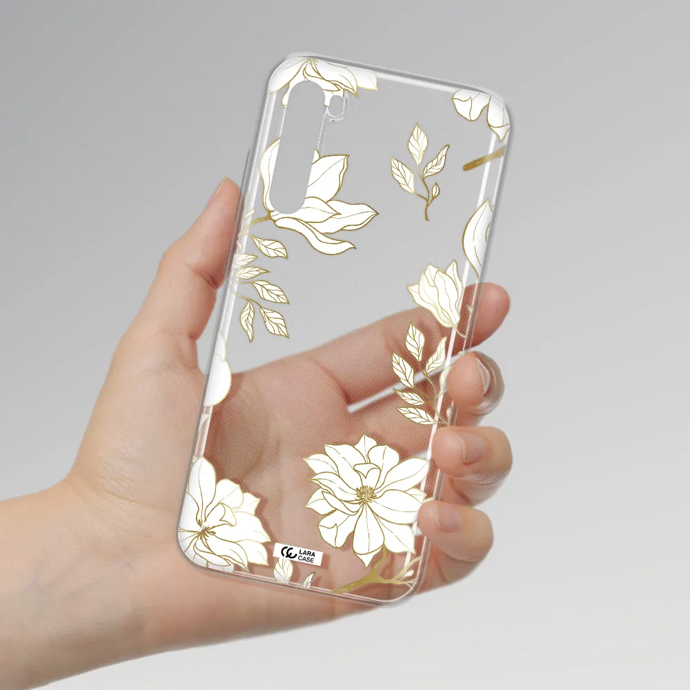 Golden And White Flower Xiaomi Redmi Note 8T Clear Tpu Case