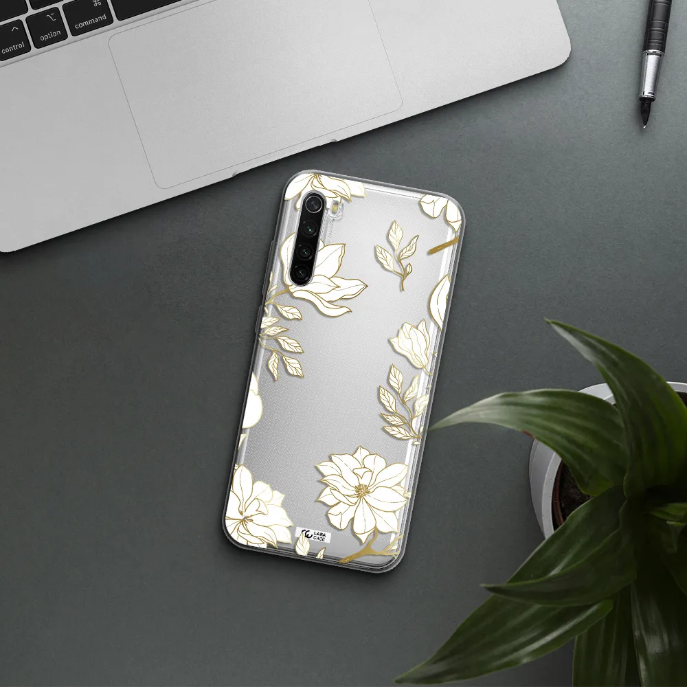 Golden And White Flower Xiaomi Redmi Note 8T Clear Tpu Case