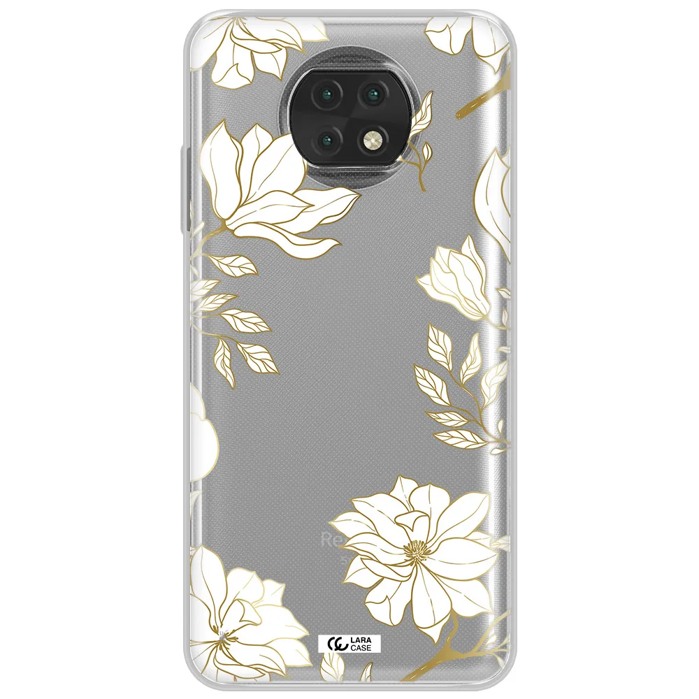 Golden And White Flower Xiaomi Redmi Note 9T Clear Tpu Case
