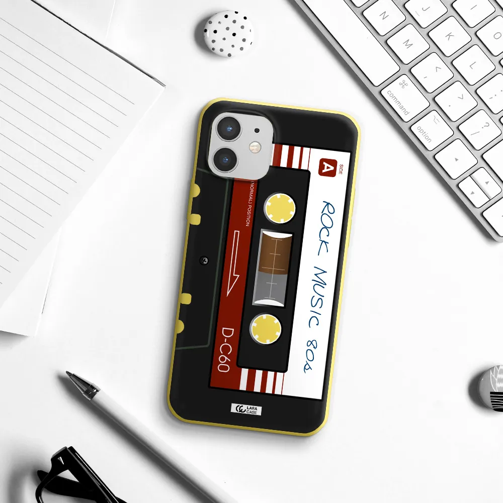 Ruck Music Cassette Apple iPhone 12 Silicone canary yellow Case