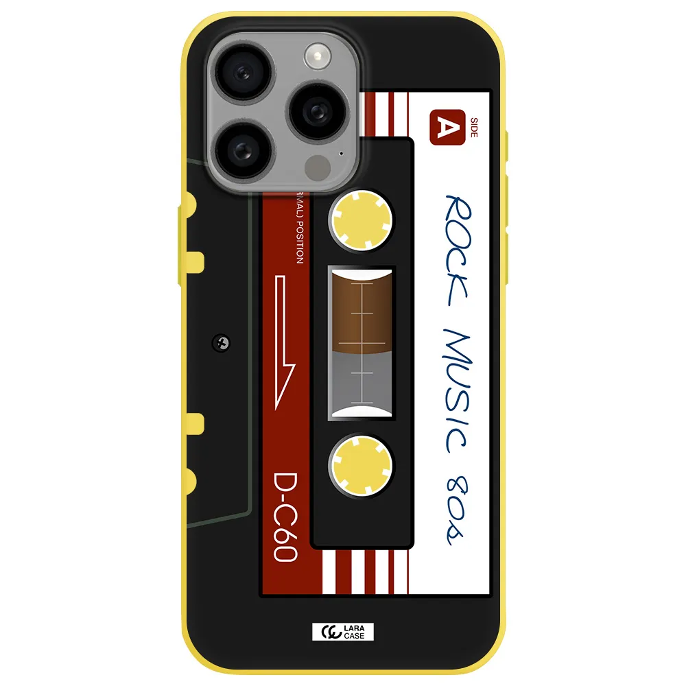 Ruck Music Cassette Apple Iphone 15 Pro max Silicone canary yellow Case