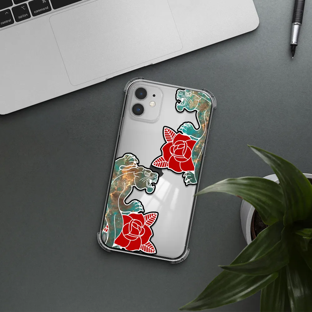 Black Panther Roses Apple iPhone 11 Clear PC Case