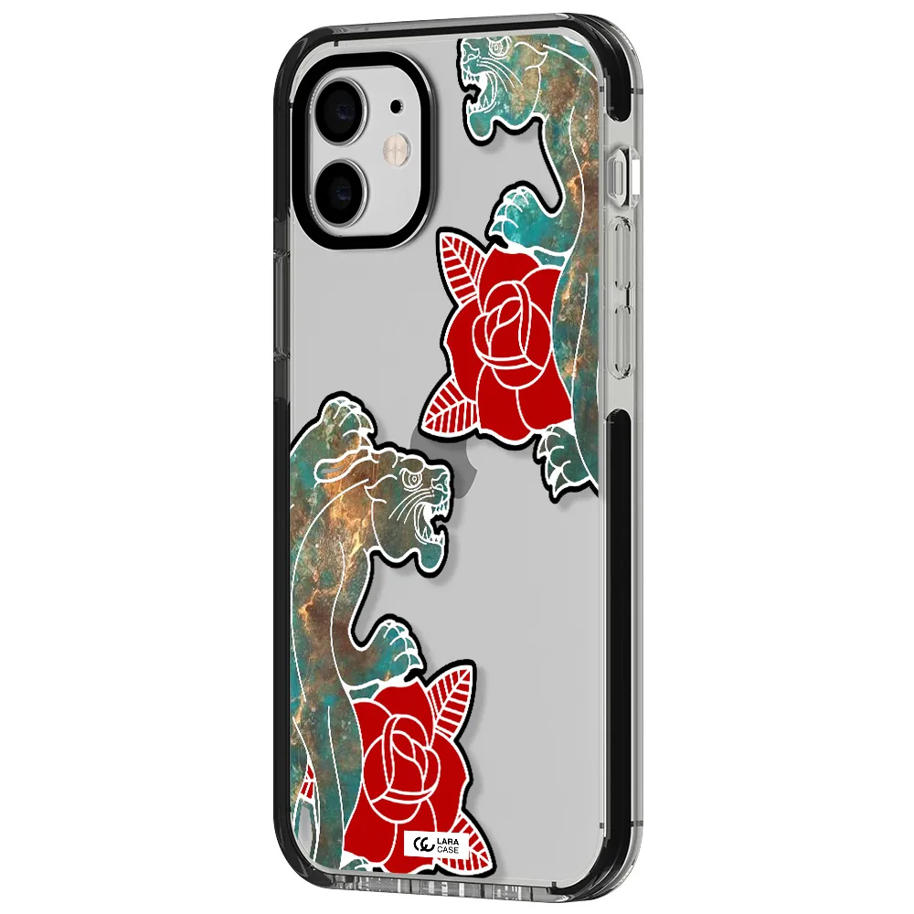 Black Panther Roses Apple iPhone 11 impact black border Case