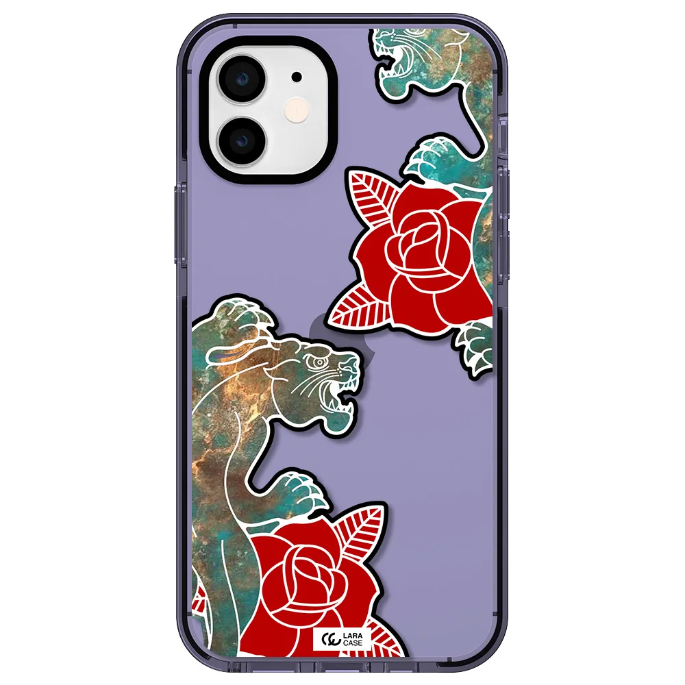 Black Panther Roses Apple iPhone 11 impact Lilac Case