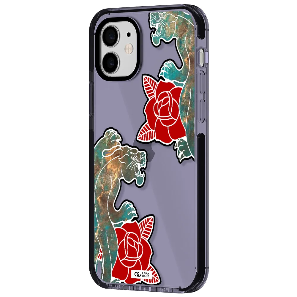 Black Panther Roses Apple iPhone 11 impact Lilac Case