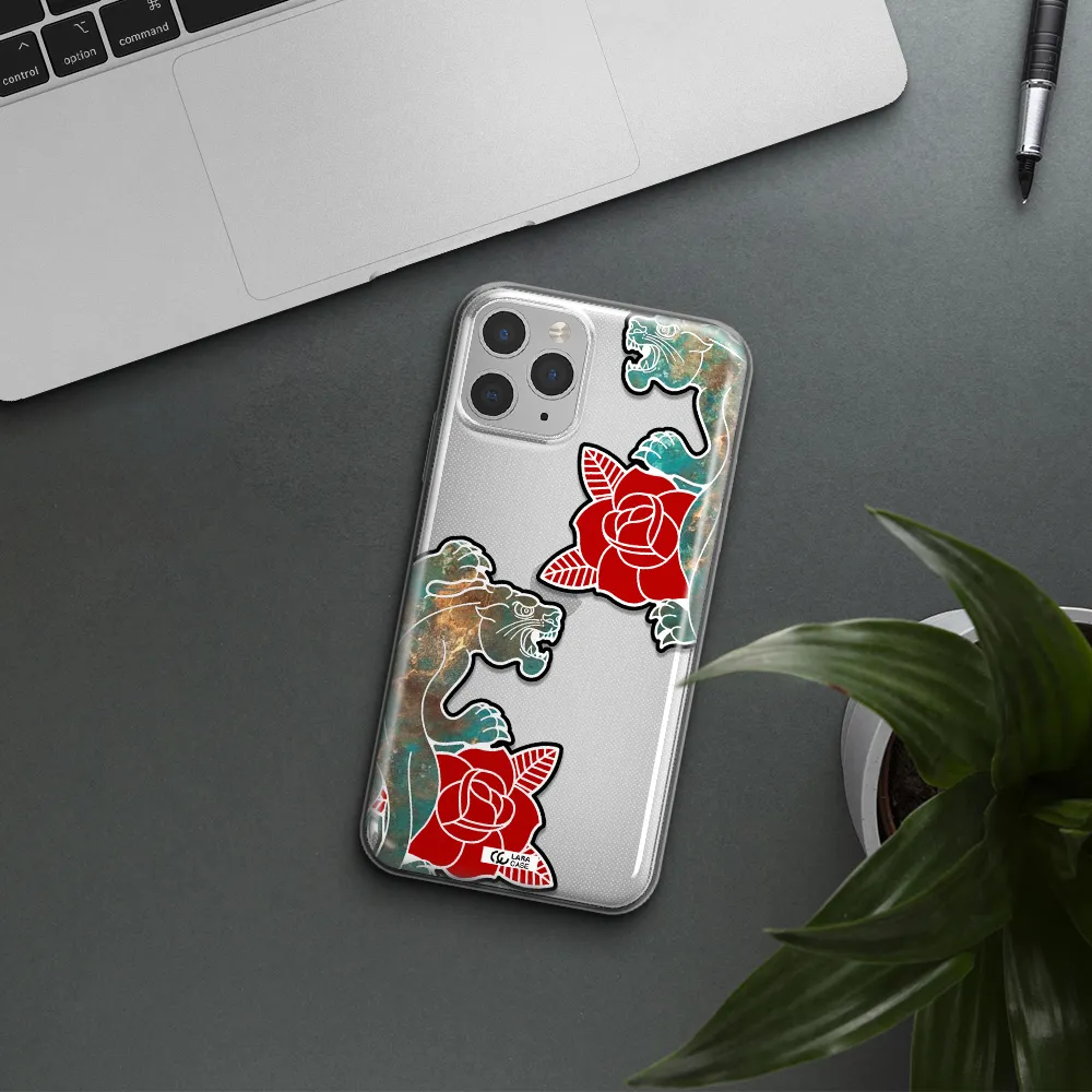 Black Panther Roses Apple iPhone 11 pro Clear TPU Case