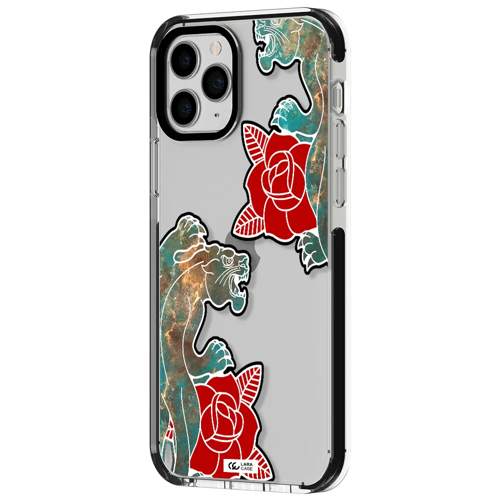 Black Panther Roses Apple iPhone 11 pro impact black border Case