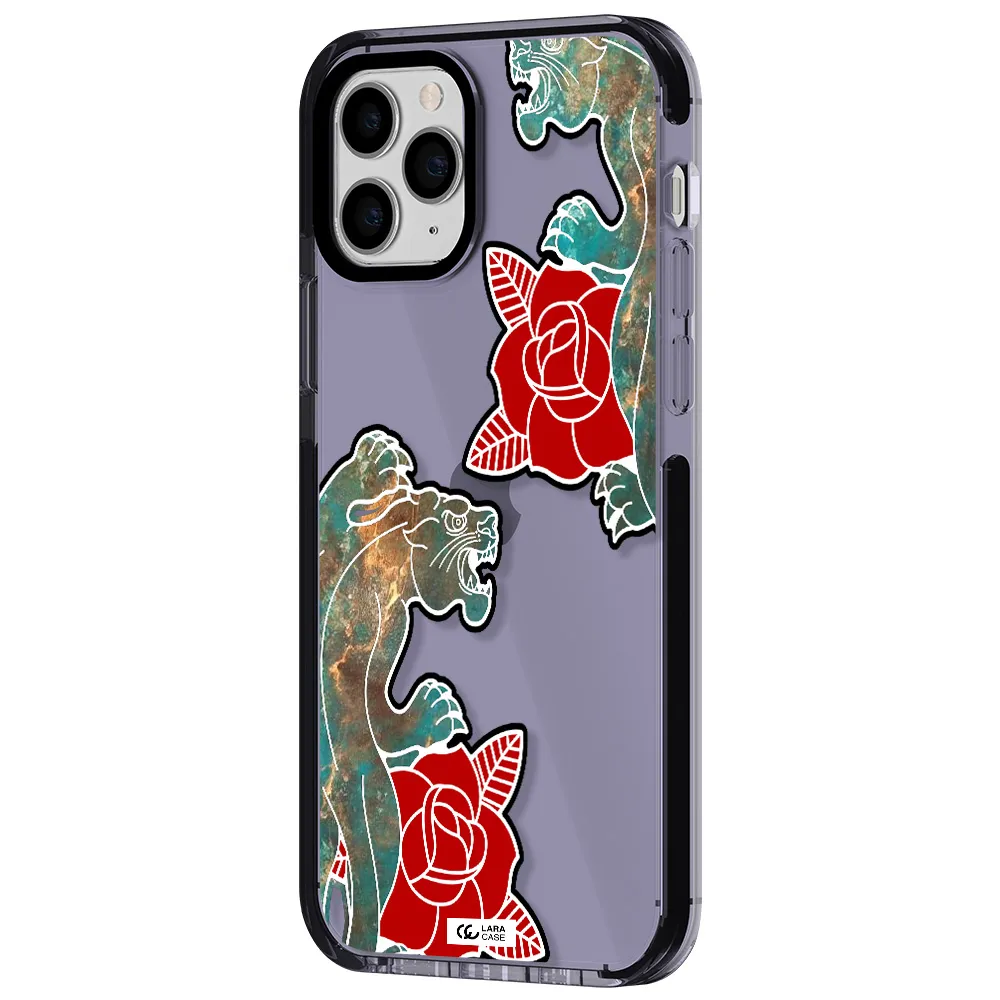 Black Panther Roses Apple iPhone 11 pro impact Lilac Case