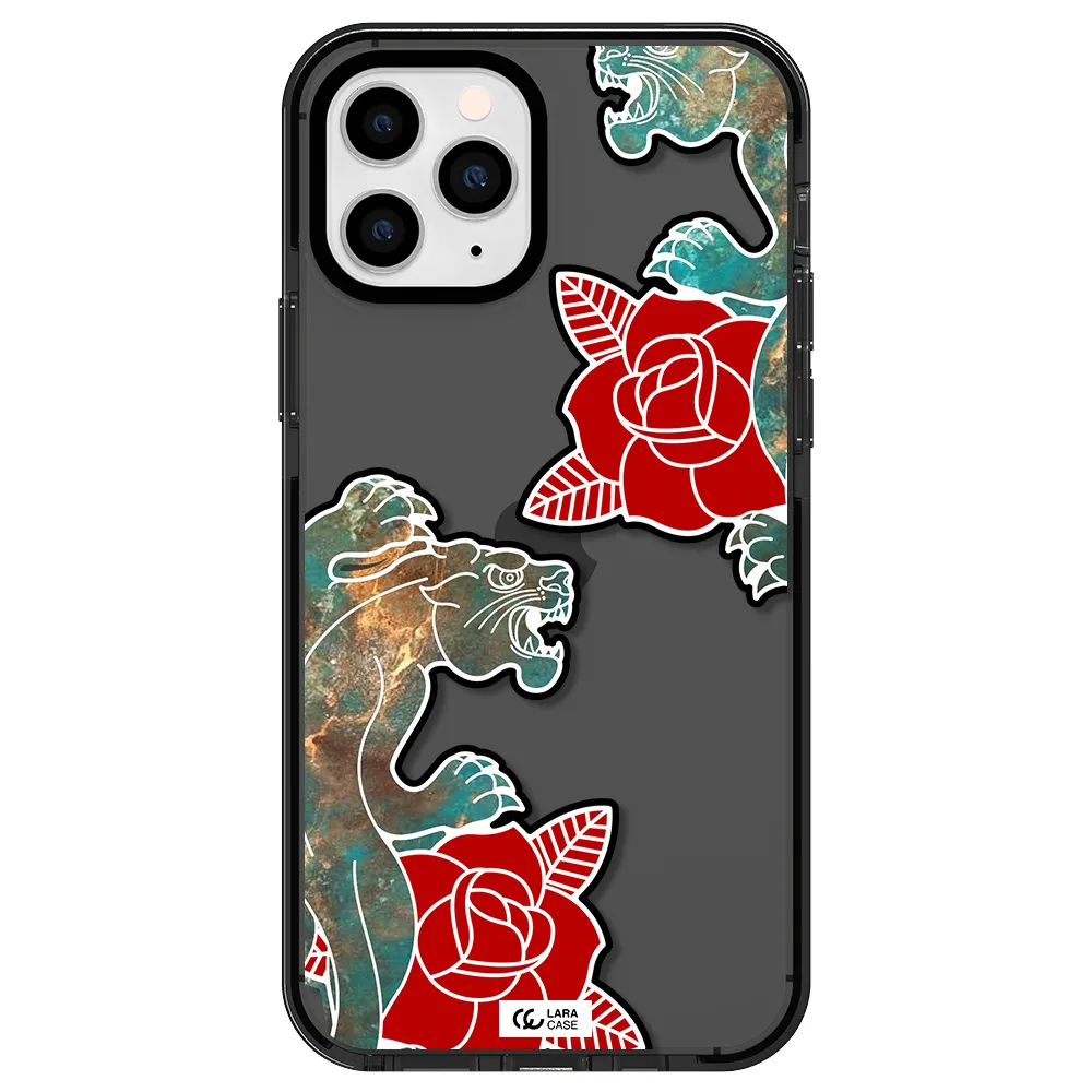 Black Panther Roses Apple iPhone 11 pro max impact Smoke Black Case