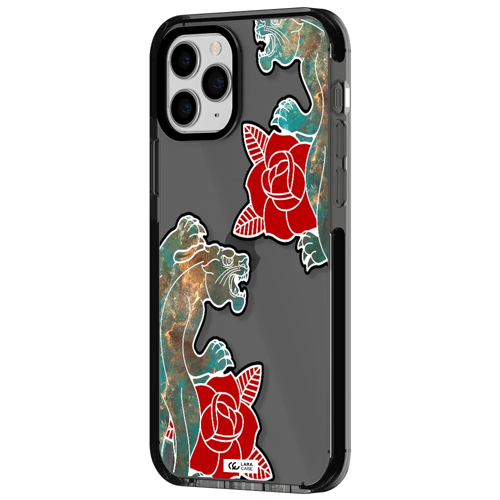 Black Panther Roses Apple iPhone 11 pro max impact Smoke Black Case