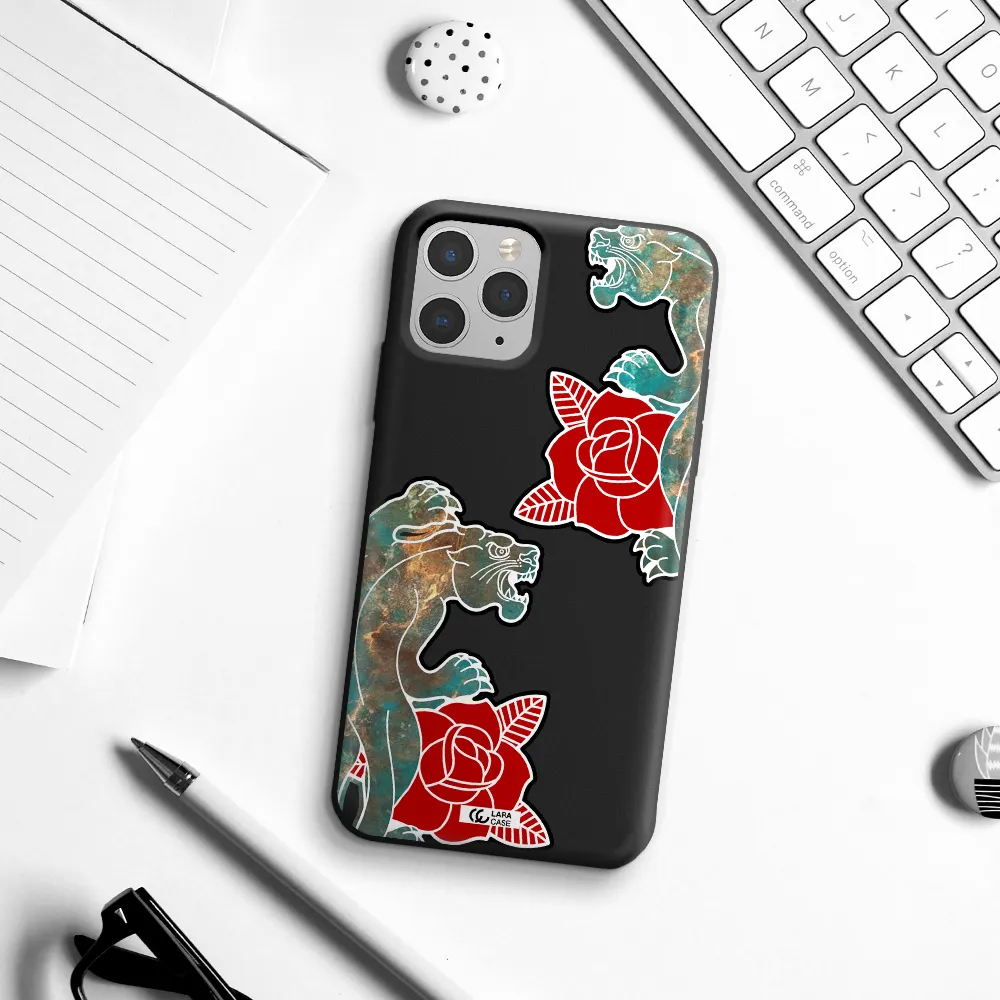 Black Panther Roses Apple iPhone 11 pro Silicone black Case