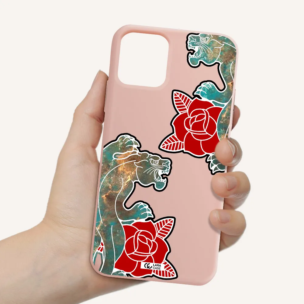 Black Panther Roses Apple iPhone 11 pro Silicone pastel pink Case
