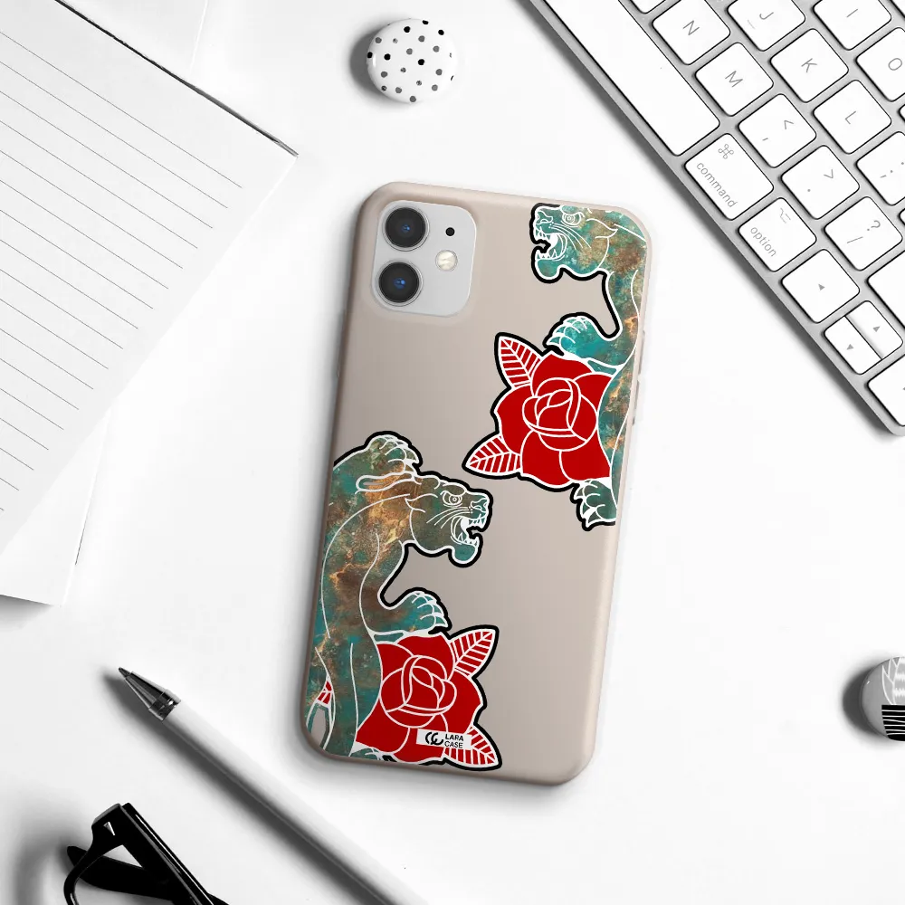 Black Panther Roses Apple iPhone 11 Silicone Stone Case