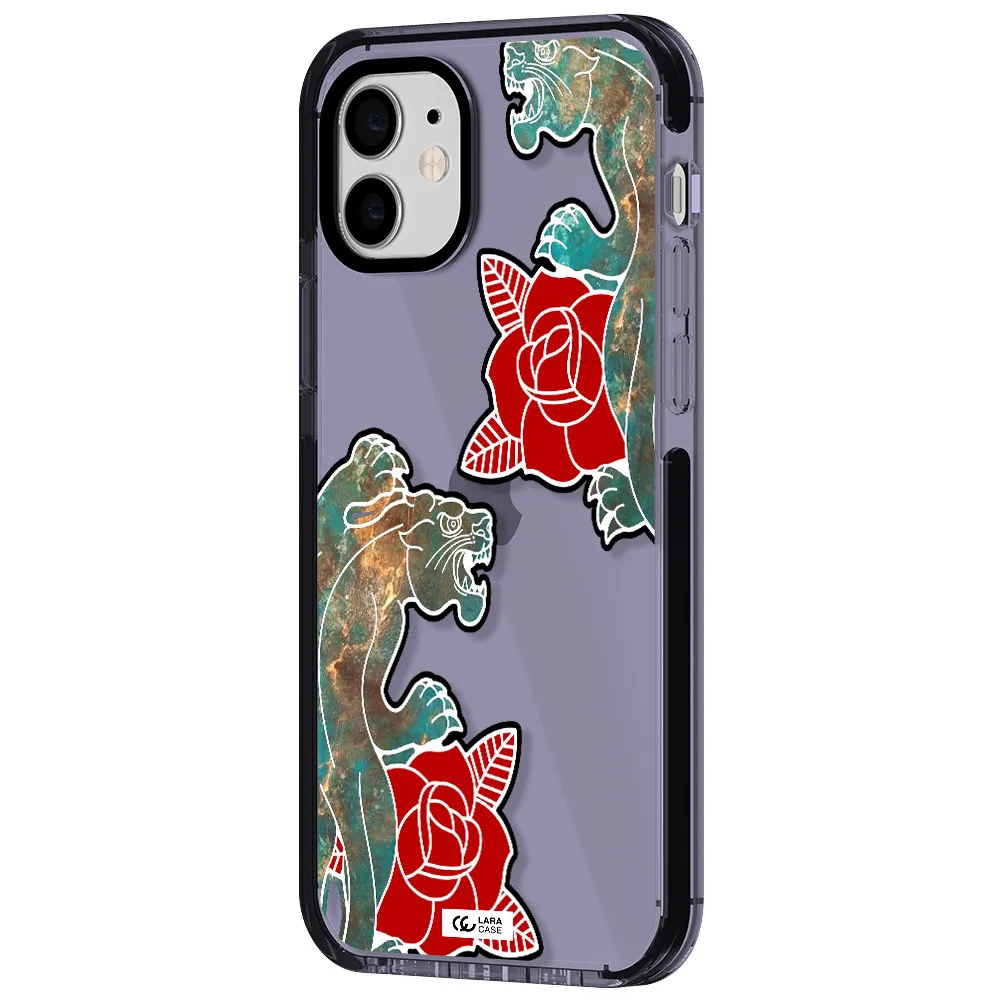 Black Panther Roses Apple iPhone 12 impact Lilac Case