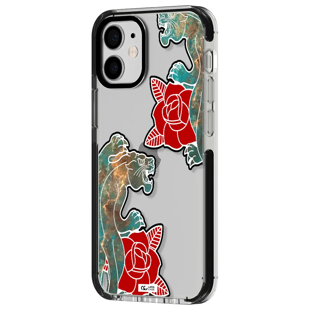 Black Panther Roses Apple iPhone 12 mini impact black border Case