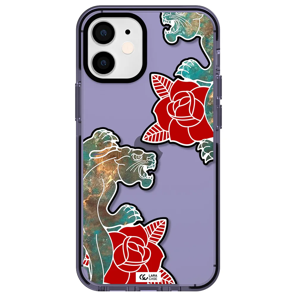 Black Panther Roses Apple iPhone 12 mini impact Lilac Case