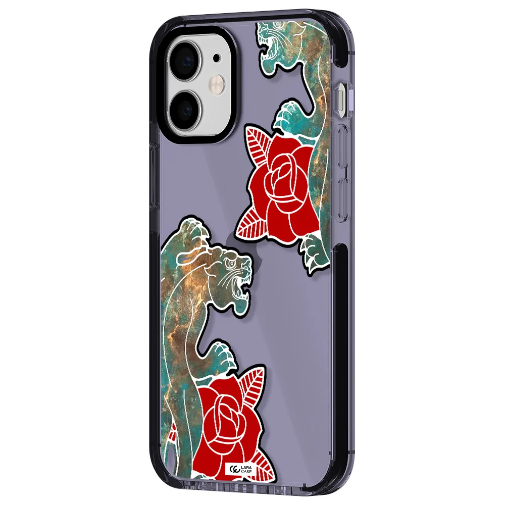 Black Panther Roses Apple iPhone 12 mini impact Lilac Case