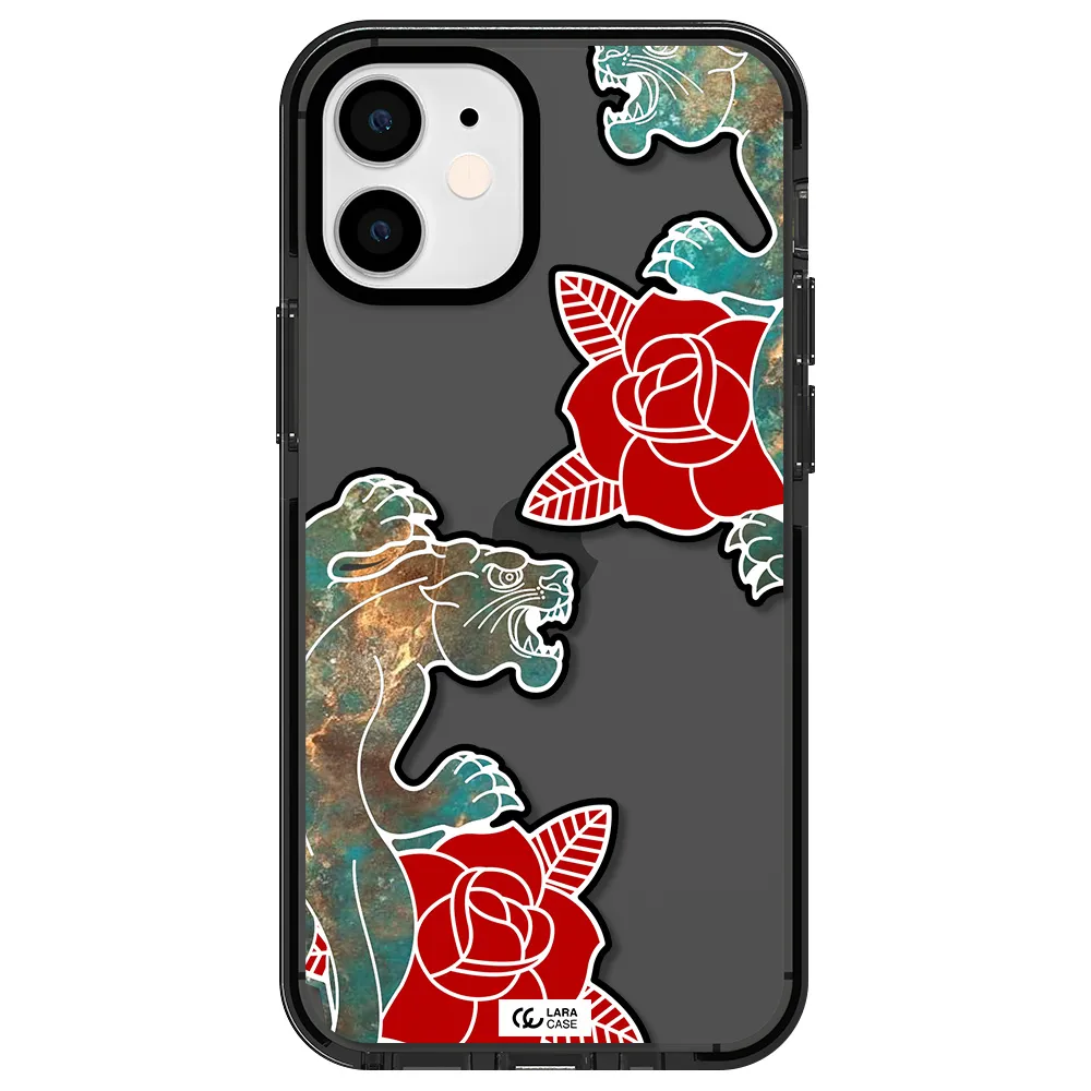 Black Panther Roses Apple iPhone 12 mini impact Smoke Black Case