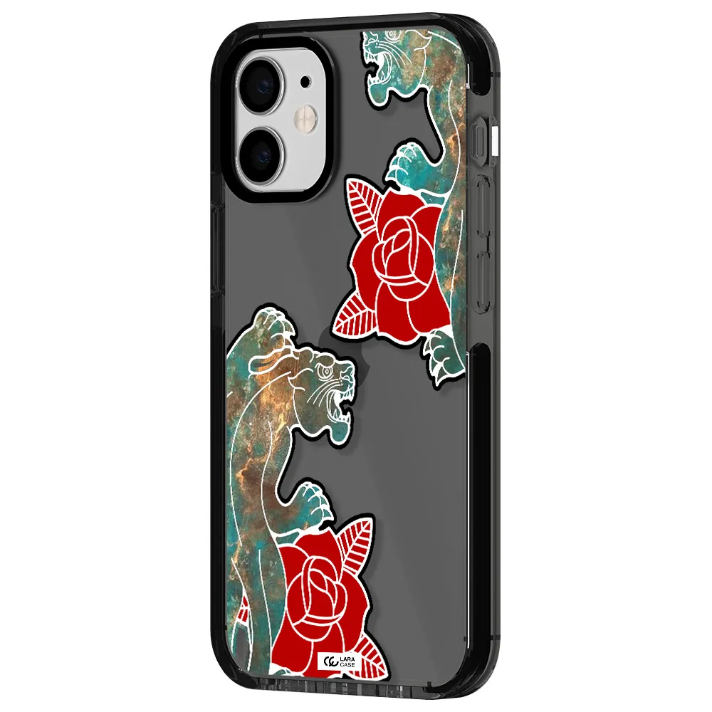 Black Panther Roses Apple iPhone 12 mini impact Smoke Black Case