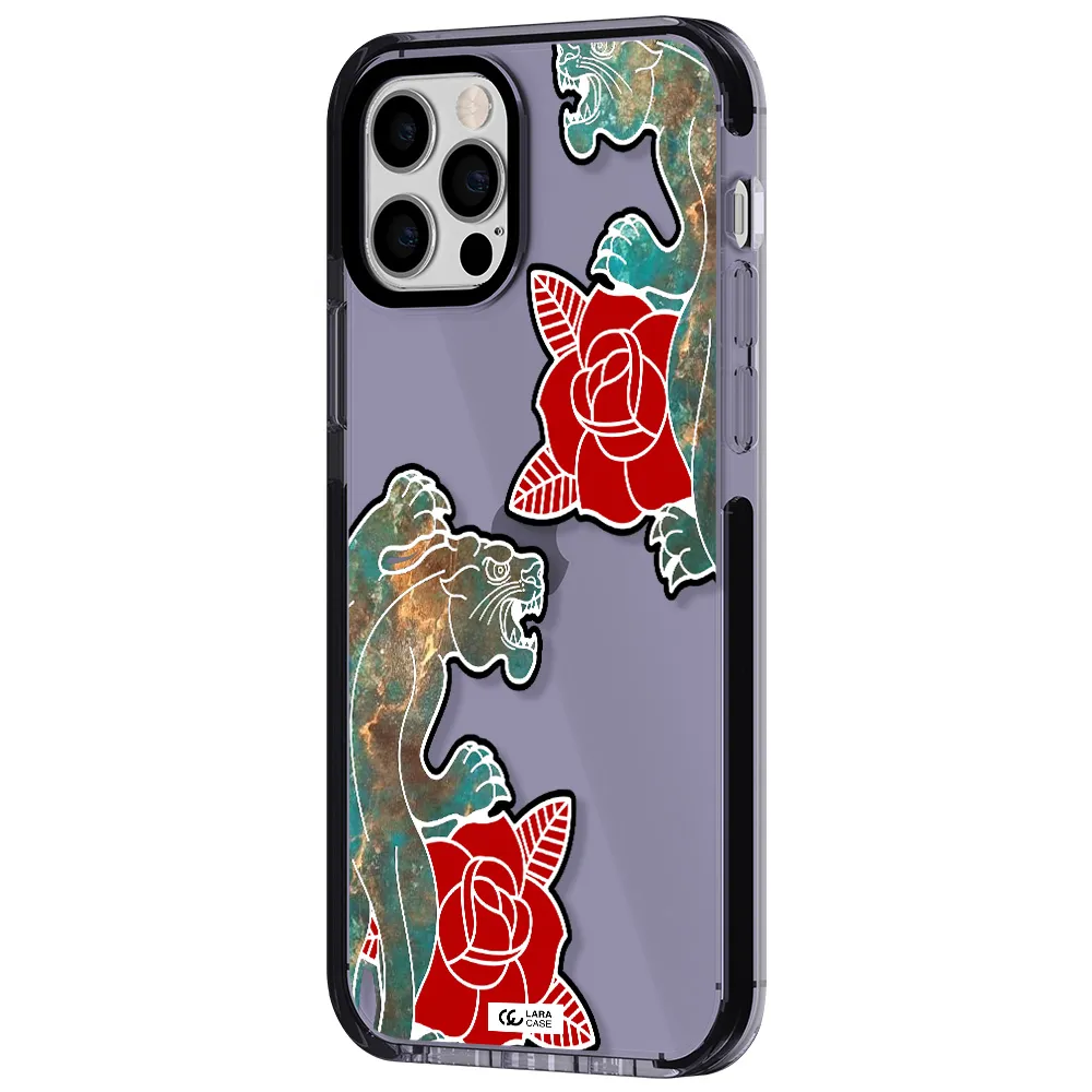 Black Panther Roses Apple iPhone 12 pro impact Lilac Case