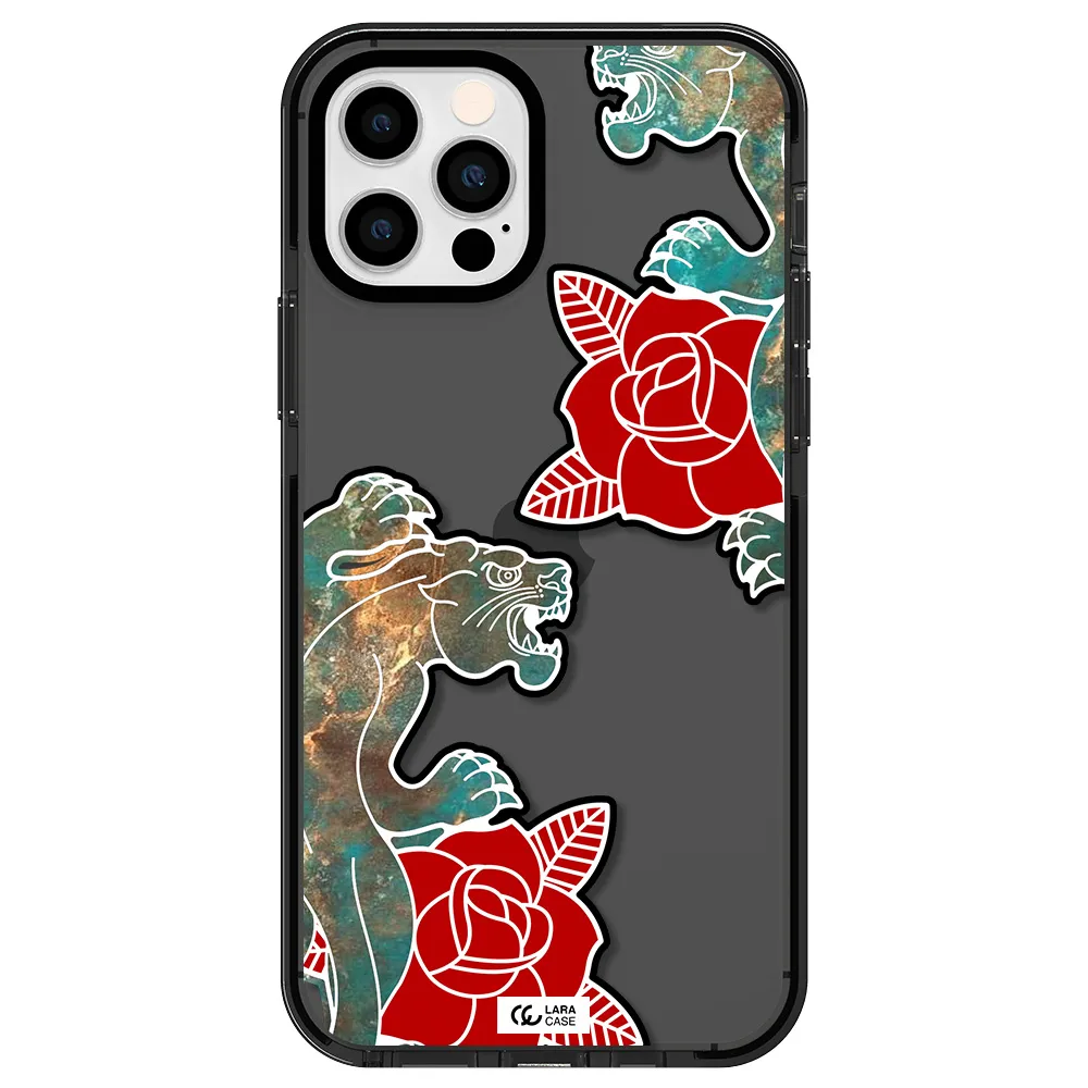 Black Panther Roses Apple iPhone 12 pro impact Smoke Black Case