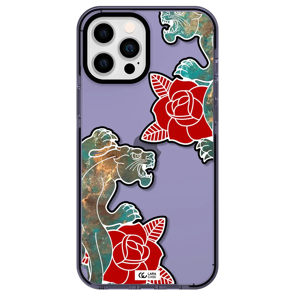 Black Panther Roses Apple iPhone 12 pro max impact Lilac Case