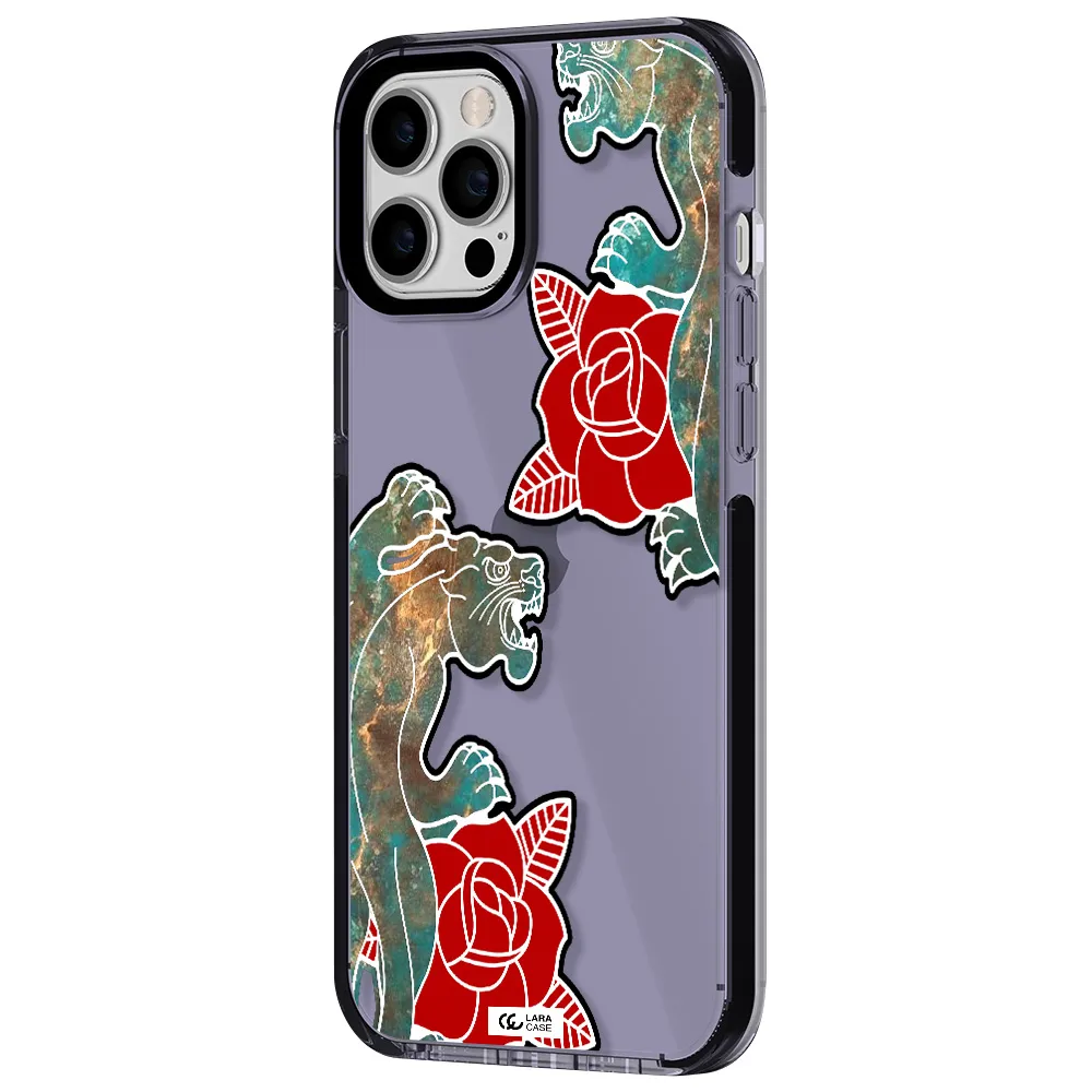 Black Panther Roses Apple iPhone 12 pro max impact Lilac Case