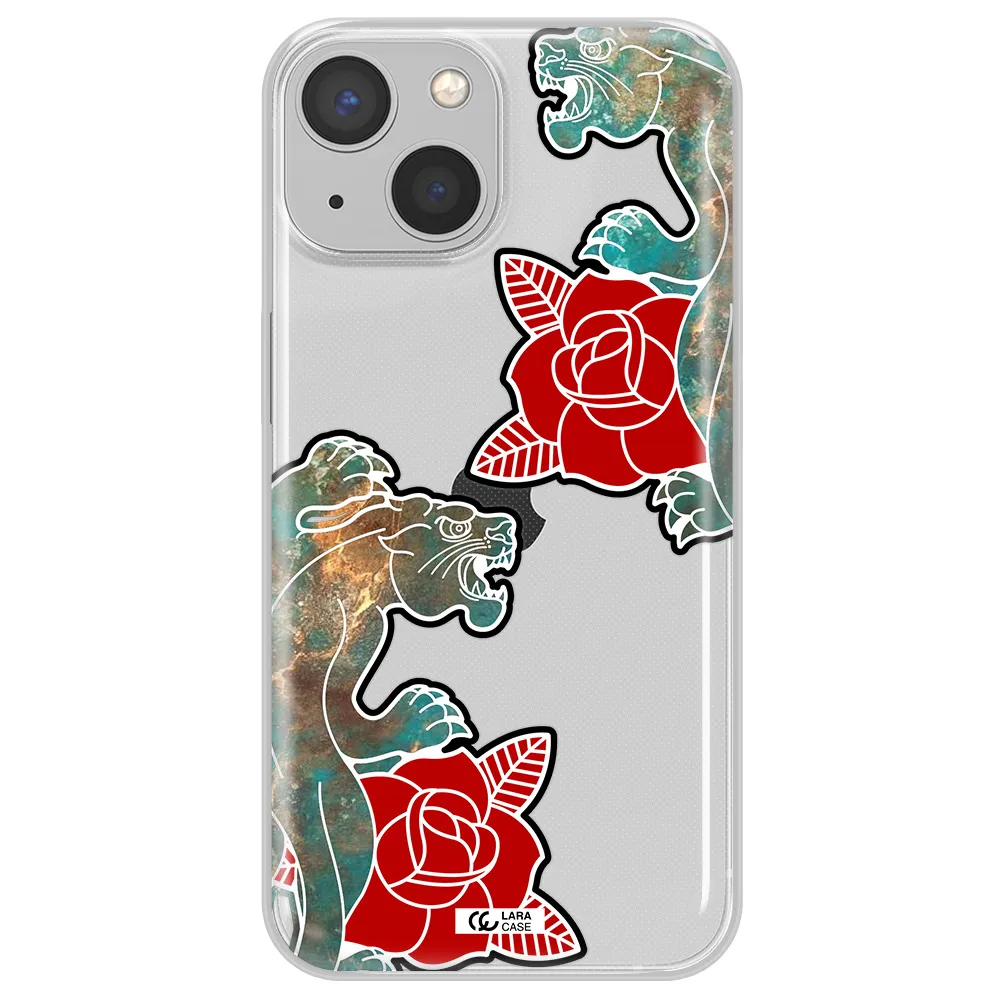 Black Panther Roses Apple iPhone 13 Clear TPU Case