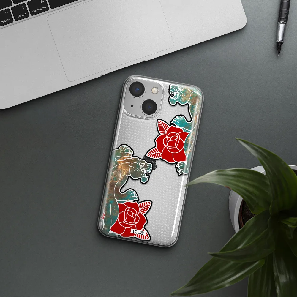 Black Panther Roses Apple iPhone 13 Clear TPU Case